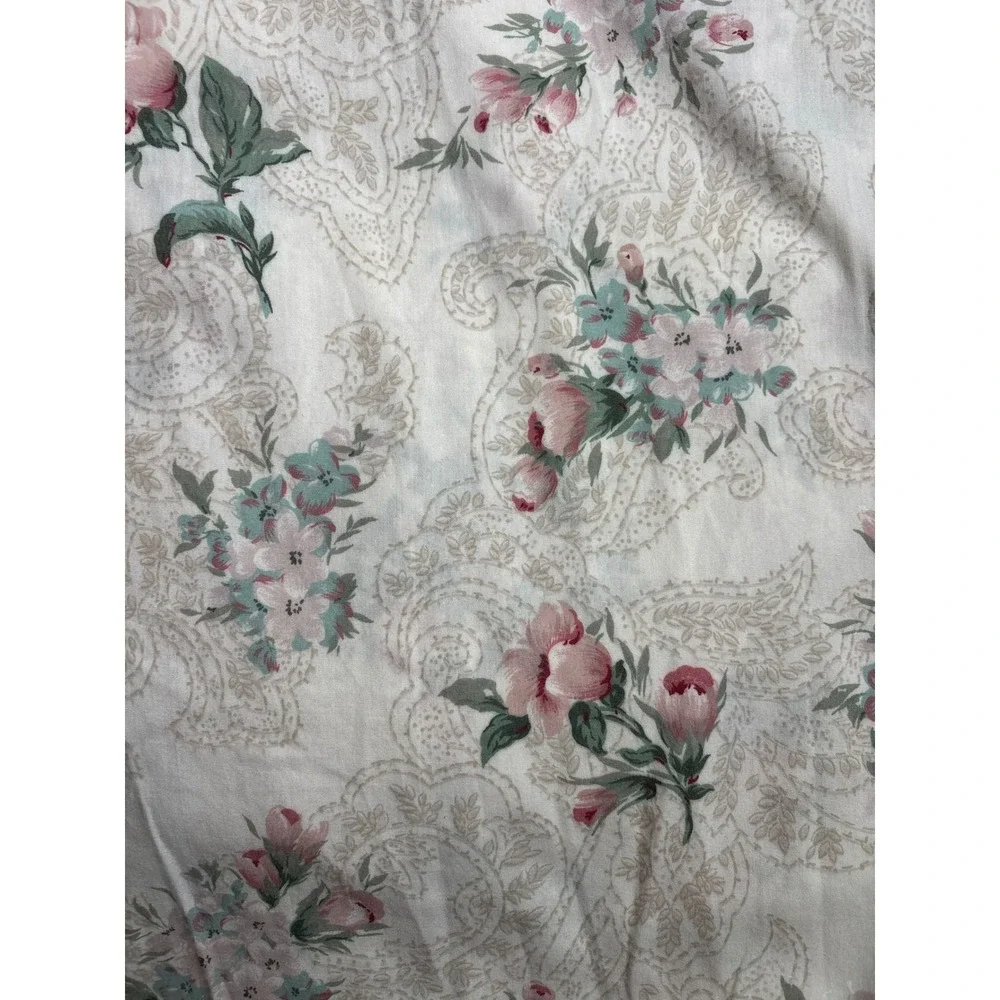 Vintage Springs King Flat Sheet Pink Blue Floral Paisley Cottagecore USA Made